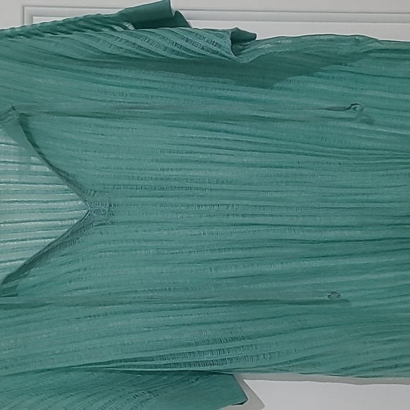 Anthropologie Field Flower Green Sheer Gauze Top - Picture 4 of 8